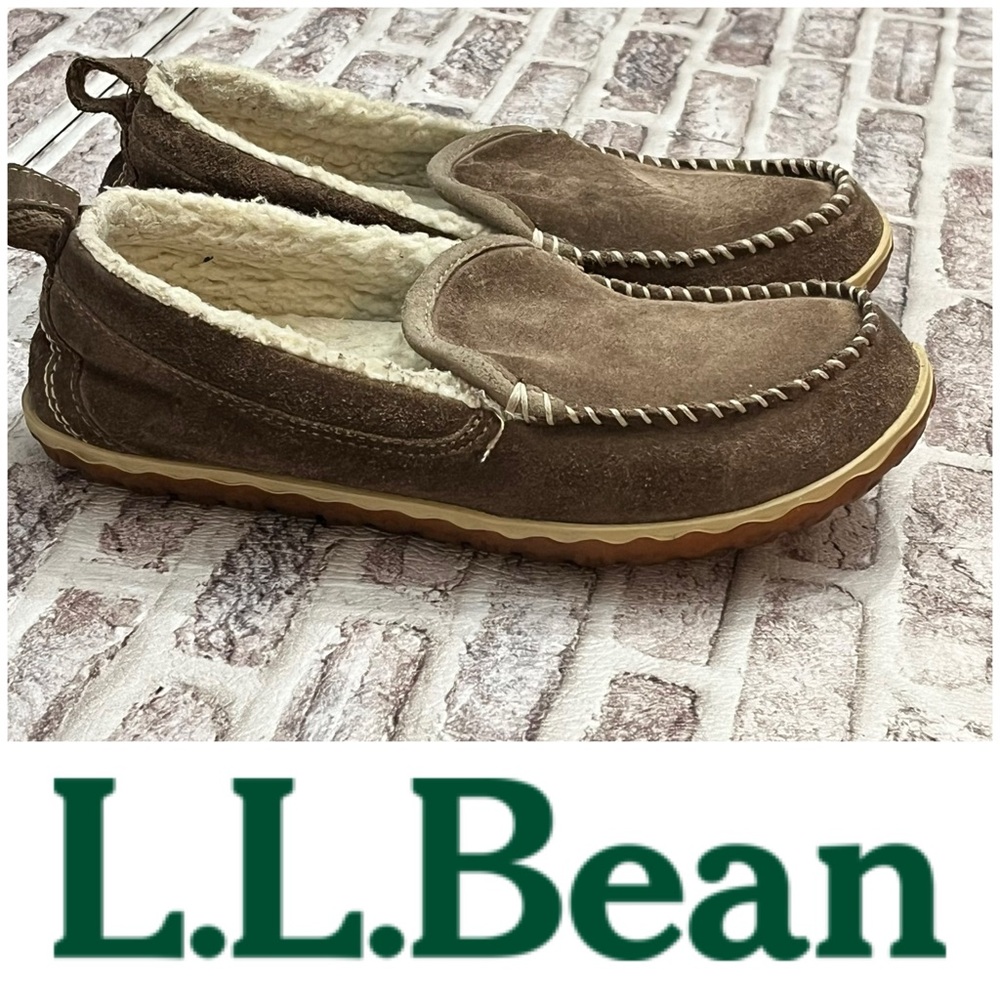 L.L. Bean Slippers Women’s Mountain Fleece Dark Cement Suede Loungewear‎ size 7